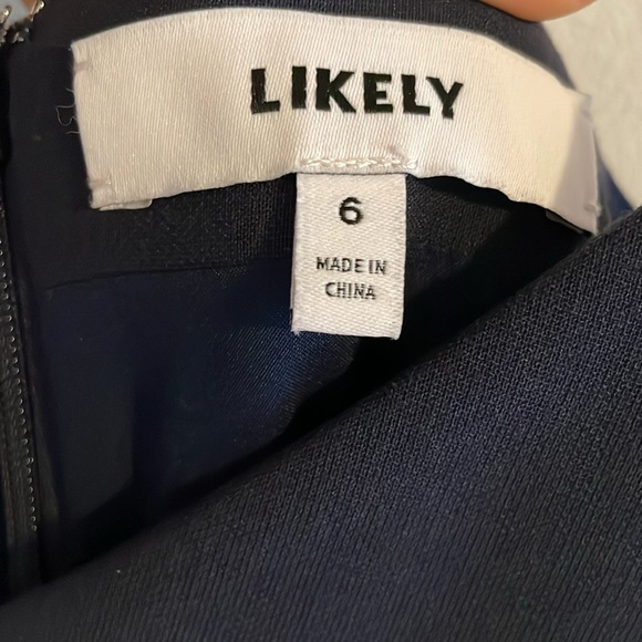 Likely Brooklyn Dress Women’s Size 6‎ Cocktail Front Slit Knee Length Navy Blue - Picture 8 of 10